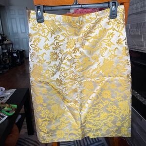 Banana Republic Yellow Embellished Pencil Skirt Knee-length